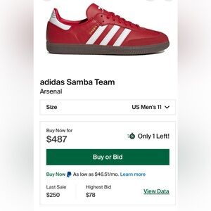 New w Box ARSENAL FC adidas SAMBA DEADSTOCK